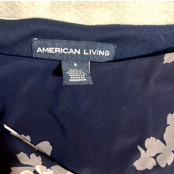 👉AMERICAN LIVING FLORAL FAUX WRAP DRESS ~MIDI ~BLK GRY WHT ~SIZE:8 - Picture 4 of 7